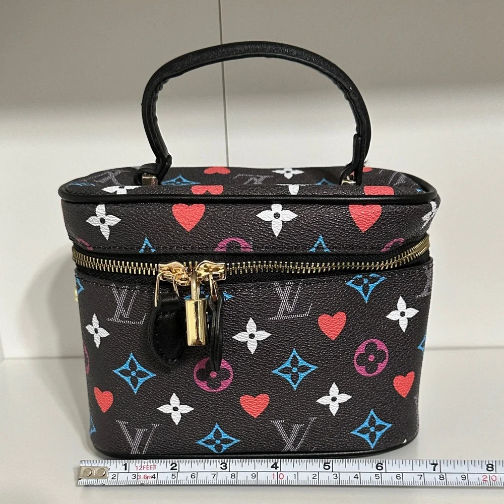 Black Multicolor Flowers Cosmetic Bag - Picture 3 of 16